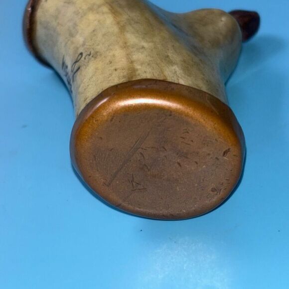 Vtg 1978 DH Derosia scrimshaw bone & copper powder flask/snuff - Picture 5 of 7